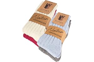 YESWEL 4 Paar Alpaka Socken Herren Damen, Atmungsative Thermosocken Extra Warm, Dicke Wollsocken Wintersocken