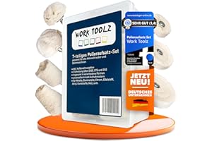 WORK TOOLZ WORKTOOLZ® 7 teiliger Polieraufsatz Akkuschrauber und Bohrmaschinen + Aufbewahrungsbox - Perfekt für Edelstahl, Alu, Auto- und Motorradpflege - Inkl. 6-kant Aufnahmedorn