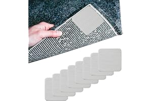 Honatrv 8 PCS Tappetino Antiscivolo per Tappeti, Sottotappeto Antiscivolo, Adesivi per Tappeti Antiscivolo, Lavabili Antiscivolo Per Tappeto Riutilizzabile Anti-Arriccia Moquette Fissa Angoli (Bianco)
