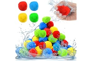 FOHYLOY 40 Pcs Reusable Water Balls, Cotton Splash Soaker Balls, Water Bombs Balls, Water Balloons for Kids Adults, Highly Absorbent Water Bombs Ball for swimming pool, Beach, Backyard Outdoor Play