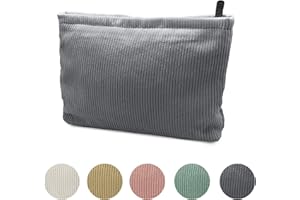 JAMSSOW Kosmetiktasche,Kleine Make up Tasche,Cord Kosmetiktasche,Reise Kulturtasche mit Reißverschluss,Multifunktionaler Kosmetiktasche,Kleine Kosmetiktasche für Handtasche für Frauen(grau)
