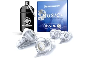 ‎SCHALLWERK SCHALLWERK ® Music+ | Unauffällige Gehörschutz Ohrstöpsel – dämpfen Lärm & erhalten Tonqualität – Ohrenstöpsel transparent - Earplugs geeignet für Musik, Festival, Arbeit & Lernen