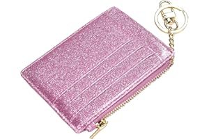 ehsbuy Porta Carte Credito Sottile Portatessere per Donna Ragazza Bimba, Portamonete con Cerniera Portachiavi, Portafoglio Donna Piccolo Pelle