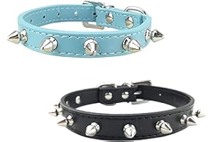 Newtensina Moda 2 Piezas Tachonado Collar de Perros Set Punk Tachonado Collar de Perrito para Perros pequeños Gatos