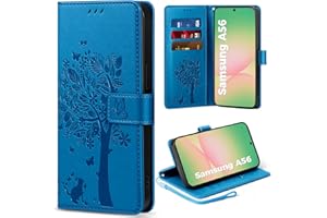 EASDNB Handyhülle für Samsung Galaxy A56 5G Hülle, Flip Lederhülle Wallet Case mit [3 Kartenfächer] [Magnet] [Ständer] Premium Leder Prägung Schutzhülle Klapphülle für Samsung Galaxy A56, Blau