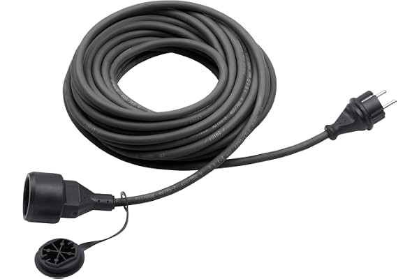 Meister 7435070 IP44 Rallonge en caoutchouc avec prise de terre pour extérieur 25 m 1 m 18 m noir