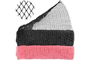 QOPAHI Knotted African Net Sponge, Stretchable African Exfoliating Net with Knots, African Wash Cloth Body Shower Scrubber Nylon Back Scrubber Bath Sponge, Stretch Length to 170cm(Black+Pink)