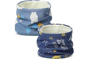 SATINIOR 2 Kinder Baumwolle Schlauchschals für Jungen Mädchen Winter Halswärmer Multifunktion Winddichte Loop Schals, 2 Stile