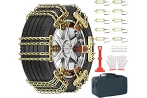 MOONCOOL 10 Stück(1 Satz) Schneeketten Universal PKW, Easy Grip Schneeketten Leichte Montage für 215-285mm Reifenbreite Anfahrhilfe, mit Handschuhe Haken Tragetasche Seil Festziehen für PKW LKW SUV