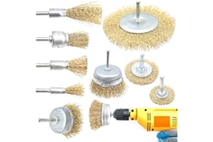 Cisolen 9 piezas Cepillo de Alambre Revestido de Latón, Cepillo Metálico para Eliminación de Oxido Corrosión Pintura