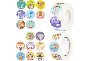 AILUYA 1000 Pegatinas Motivacionales para Niños, Pegatinas Autoadhesivas de Recompensa, Pegatinas para Profesores de Inglés, Pegatinas de Elogios para Profesores, 16 Patrones de Pegatinas Motivaciona
