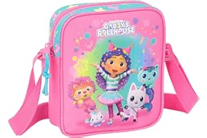 Safta GABBY'S DOLLHOUSE CONFETTI - Bandolera Pequeña, Bandolera Infantil, Bolso Niño, Ideal para Niños de 5 a 14 Años, Cómoda y Versátil, Calidad y Resistencia, 16x4x18 cm