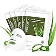 Aloderma Firming Sheet Masks with 89% Organic Aloe Vera 5 pcs - Formulated for Age-Defying Results with Hyaluronic Acid & Arginine, Intense Hydration & Nourishment for Plump, Supple, Rejuvenated Skin