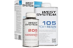 WEST SYSTEM Epoxy Resin and Hardener - 105/205 A Pack - Marine Grade Epoxy for Wood, Metal & Fibreglass, Suitable for Outdoor Use, Furniture & DIY – Ideal for Polyester Surfaces & Gap Filling