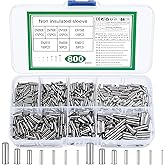 800 Pieces Non-Insulated Electrical Wire Terminals, Crimp Connector Tips | Tinned Copper Ferrule Crimp Terminals Non-Insulate
