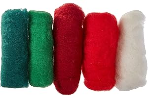 Rayher Hobby Rayher Filzwolle, reine Schurwolle, Vlies, Wintermix "Christmas Greetings", Set 5 Farben à 20 g, Filzwolle 100 g, 100% Wolle zum Filzen, Märchenwolle, Filzwolle Weihnachten 5364600