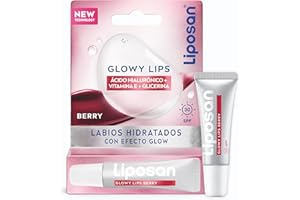 Liposan Glowy Lips Berry - Bálsamo Labial Ultrahidratante con Protección Solar SPF30 - Labios con Efecto Glow - Ácido Hialurónico, Vitamina E, Glicerina - Fórmula Vegana - Acabado Brillante - 4,8 g