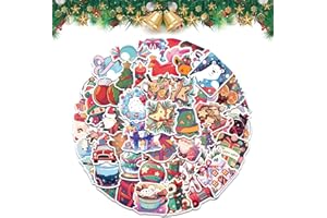 SATISKID Adesivi natalizi, 100 adesivi colorati per Natale e Capodanno, adesivi di carta autoadesivi, per decorazioni natalizie, album di ritagli, regali, sacchetti per feste (colorati)
