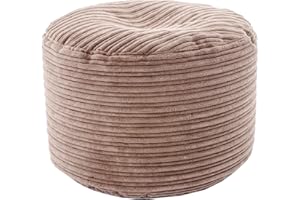 Loft 25 Runder Beanbag Fußhocker | Wohnzimmer Jumbo Cord Fußstütze für den Innenbereich | Leichter Gaming Pouf für Erwachsene | Langlebig Ergonomisches Design für Stunden der Entspannung (Mokka)