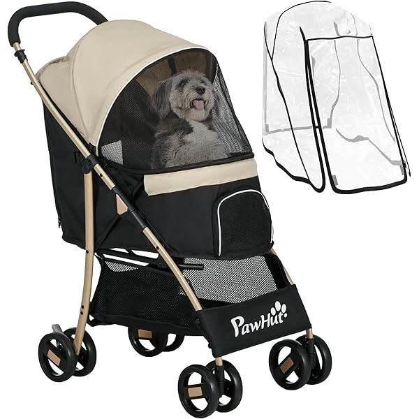 Folding Pet Stroller Portable Pet Travel Pushchair 4 Wheels With