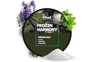 ‎FRIHED. NORDIC WEAR frihed.® Saunasalz Frozen Harmony - Hochwertiges Peelingsalz mit Lavendel-Minze-Menthol Duft - Ideal nach Sauna, Dusche & Dampfbad - 200g