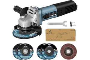 C P CHANTPOWER Angle Grinder Power Tool, 115mm 900W Corded Angle Grinder with 2X Cutting Wheel, 2X Grinding Wheel, 1X Flap Discs and Side Handle