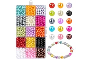 KYSUN 1500PCS Perline Rotonde, 15 Colori Assortiti Mix, 6mm, Perle di Vetro Colorate per la Creazione di Gioielli