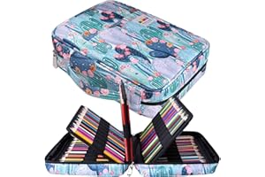 Piórnik JAKAGO na 220 kredek o dużej pojemności, wodoodporny organizer na kredki, markery, długopisy żelowe, doskonały prezent dla studenta artysty (kaktus)