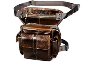 Handadsume Lona Impermeable + Cuero -Motocicletas -Senderismo-Bolsillos-Los Bolsillos de Fanny-Bolsa de Muslos y piernas-Bolsa de Cadera-para Hombres y Mujeres 913-5