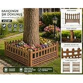 4&rsquo;l&uuml; Set Dekoratif Plastik Bah&ccedil;e &Ccedil;iti 60,5 x 55 cm &Ccedil;i&ccedil;eklik Sınırlandırma &Ccedil;iti Bah&ccedil;e Kenar &Ccedil;iti Kahverengi