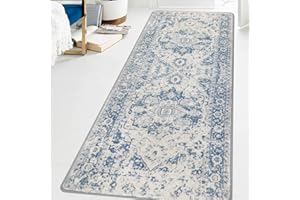 Famibay Bieżnik Dywanowy Antypoślizgowy 80 x 200 cm, Długi Chodnik Vintage do Przedpokoju, Zmywalny Dywanik Kuchenny, Mata Podłogowa