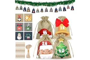 ‎HAIGOU Adventskalender zum Befüllen, Weihnachtskalender Stoffsäckchen zum Selberfüllen, 24 Weihnachten Geschenksäckchen, Adventskalender zum Befüllen Kinder