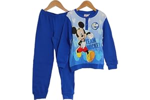 Viterbo Biancheria Pigiama Disney Bambino Bimbo Caldo Cotone Interlock 100% Cotone Topolino (3132) (Azzurro, 3 Anni)