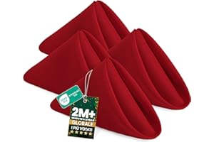 KICHLY Tovaglioli di stoffa - confezione da 24, Tovaglioli di Stoffa riutilizzabili morbidi e confortevoli - ideali per eventi e uso regolare a casa, poliestere (Rosso, 43 x 43 cm)