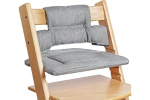 Vicloon 2-Piece High Chair Seat Cushion, Suitable for Stokke Tripp Trapp Children's High Chair, Soft High Chair Cushion with Fastening, Removable, Easy Cleaning Attachment, Light Grey