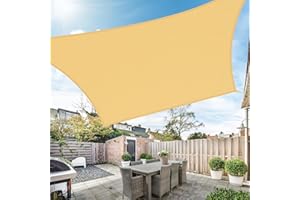 Duerer Voile d'ombrage Rectangulaire 3x4m Toile d'ombrage 95% UV Protecteur 185g/m² HDPE pour Patio Extérieur Jardin Terrasse Balcon, Sable