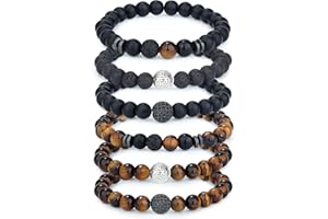 Adramata 6-8 Piezas 8 Mm Pulsera De Ojo De Tigre Para Hombres, Mujeres, Pulsera De Piedra Natural, Cuentas De Yoga, Pulseras Elásticas De Ágata, Juego De Pulseras Para Hombre, Cumpleaños Para Hombres