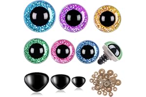 SANNIX 90 Stück 12-30mm Sicherheitsaugen und Sicherheitsnasen Groß Sicherheitsaugen für Häkeltiere Chromatisch Kunststoff Knopfaugen zum Annähen mit Unterlegscheiben für Puppe,Plüschtier,Teddyaugen