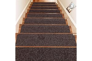 DLD Stair Treads 8 in x 30 in Non-Slip Indoor Wood Step Treads, 14 strisce antiscivolo caricate per la sicurezza e la presa