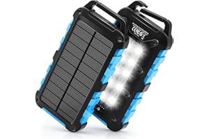 YINGMO Solar Powerbank 20000mAh, PD 15W Schnellladegerät USB C Portable Solar Ladegerät mit 3-Ausgängen und 10-LED, externer Akku für Smartphones Tablets im Freien