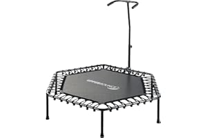 Upper Bounce Mini Fitness Trampoline with Adjustable Handle, Silent Hexagonal Workout Rebounder Trampoline for Kids Adults Supports 220lbs