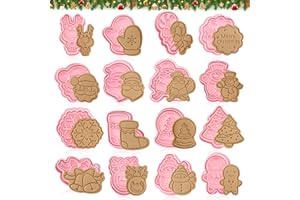 BGTLJKD 16 Pezzi Formine per Biscotti Natalizi, Natale 3D Tagliabiscotti Plastica Stampi Biscotti, per Decorare Dolci Torta
