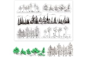 GLOBLELAND Tree Clear Stamp Pine Tree Coconut Tree Silicone Transparent Stamp Seal Card for DIY Scrapbooking Cards Making Photo Album Decorative