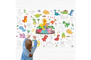 Landifor 2 Stück Dinosaurier Ausmaltischdecke Dino Tischdecke zum Ausmalen Dino Geburtstagsparty Papiertischdecke Kreative Maltischdecke für Kindergeburtstag Party Dekorationen -Mal Mich Bunt