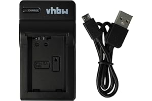 vhbw caricabatterie USB compatibile con Sony Alpha 3000, 5000, 5100, 6000, 6300, 6500, 7, 7 II, 7R camera - Stazione di carica, indicatore di carica