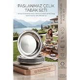 Transformacion 6'lı Paslanmaz &Ccedil;elik Tabak Seti 21 cm, Kırılmaz Aile Boyu, Yeniden Kullanılabilir Kamp, Piknik ve Outdoor Yeme