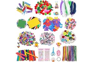 SCLLNDA 2200Pezzi Lavoretti Creativi per Bambini DIY Art Craft Set,Scovolini Colorati per Lavoretti,Contiene Occhi Contorti,Bastoncini di Legno Colorati,Piume,Giochi Creativi Accessori per Artigianato