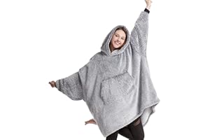 HORIMOTE HOME Oversized Teddy Fleece Hoodie Blanket for Women Cuddly Sherpa Wearable Snuggle Blanket Hoody for Adults Kids Men Teenager, Super Warm and Soft,Dark Navy