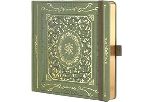 TIEFOSSI Diario de puntos, cuaderno de rejilla de puntos para mujeres y hombres, diario de tapa dura de cuero de PU, papel grueso 160 GSM, diario cuadrado 8 x 8