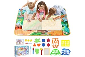 LEcylankEr Tapis Dessin Eau Enfant 120 x 90 CM Aqua Doodle Matte Aqua Tapis de Dessin Adapté Jeux pour Enfants 1 2 3 4 5 6 7 Ans (Dinosaure)